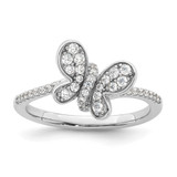Sterling Silver Rhodium-Plated Cubic Zirconia Butterfly Ring, 1.9 mm