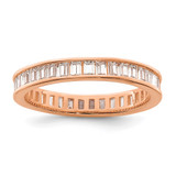 Sterling Silver Polished Rose Gold-Tone Channel Set Cubic Zirconia Band Ring, 3.2 mm