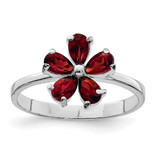 Sterling Silver Rhodium-Plated Garnet Ring, 3 mm - QR727