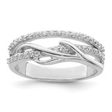 Sterling Silver Rhodium-Plated Cubic Zirconia Twist Ring