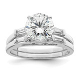 Sterling Silver Rhodium-Plated Cubic Zirconia Two Piece Wedding Set Rings, 2.05 mm
