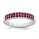 Sterling Silver Rhodium-Plated Polished Red Crystal Ring