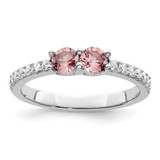 Sterling Silver Rhodium-Plated Pink Cubic Zirconia Ring, 2.42 mm