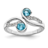 Sterling Silver Rhodium-Plated.8t.W. Lsbt/White Topaz Swirl Ring, 2.1 mm