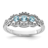 Sterling Silver Rhodium-Plated Light Swiss Blue Topaz Ring, 2.33 mm