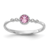 Sterling Silver Rhodium-Plated.37Pink and.02White Lab-Created Sapphire Ring, 1.84 mm