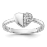 Sterling Silver Rhodium-Plated Cubic Zirconia Polished Heart Ring, 2.25 mm