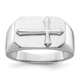 Sterling Silver Rhodium-Plated Polished Cross Ring, 3 mm