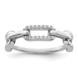 Sterling Silver Rhodium-Plated Cubic Zirconia Link Ring, 1.4 mm