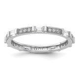 Sterling Silver Rhodium-Plated Micro Pave and Baguette Cubic Zirconia Eternity Band, 2.2 mm