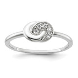Sterling Silver E-Coated Cubic Zirconia Ring, 1.1 mm