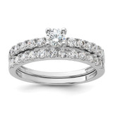 Sterling Silver Rhodium-Plated Cubic Zirconia Ring and Band Set, 2.2 mm