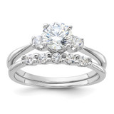 Sterling Silver Rhodium-Plated Polished Cubic Zirconia Engagement Ring and Band Set, 1.3 mm