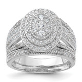 Sterling Silver Rhodium-Plated Cubic Zirconia Ring and Band Set