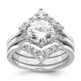 Sterling Silver Rhodium-Plated Cubic Zirconia Three Ring Set, 2.3 mm