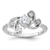 Pure Fire Sterling Silver Rhodium-Plated Fancy Cubic Zirconia Ring, 1.6 mm