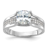 Sterling Silver Rhodium-Plated Cubic Zirconia Ring, 7.8 mm Top Width, 7 mm Top Length