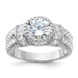 Sterling Silver Rhodium-Plated Cubic Zirconia Rope Design Ring
