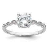 Sterling Silver Rhodium-Plated Fancy Cubic Zirconia Engagement Ring, 1.6 mm