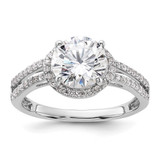 Sterling Silver Rhodium-Plated Cubic Zirconia Halo Ring