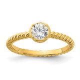 Sterling Silver Gold-Tone Cubic Zirconia Twisted Ring, 2.15 mm