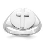 Sterling Silver Rhodium-Plated Polished Cross Men'S Ring