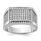 Sterling Silver Rhodium-Plated Cubic Zirconia Signet Ring