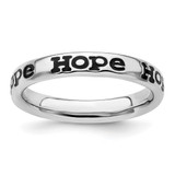 Rhodium-Plated Sterling Silver Stackable Expressions Polished Enameled Hope Ring, 3.5 mm