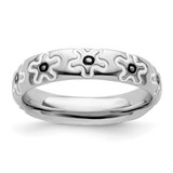 Rhodium-Plated Sterling Silver Stackable Expressions Polished Enameled Flower Ring, 4.5 mm - QSK105