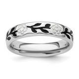 Rhodium-Plated Sterling Silver Stackable Expressions Polished Enameled Flower Ring, 4.5 mm - QSK106