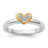 Sterling Silver Stackable Expressions Gold-Tone Heart with 0.045ct Diamond Ring