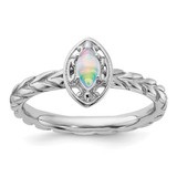 Sterling Silver Stackable Expressions Lab-Created Opal Ring - QSK1131