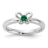 Sterling Silver Stackable Expressions Lab-Created Emerald Ring - QSK1240
