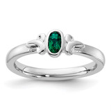 Sterling Silver Stackable Expressions Lab-Created Emerald Ring - QSK1288