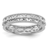 Rhodium-Plated Sterling Silver Stackable Expressions Polished Fleur De Lis Ring, 4.5 mm - QSK129