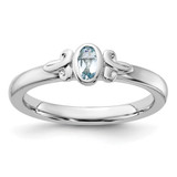 Sterling Silver Stackable Expressions Aquamarine Ring - QSK1298