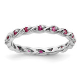 Sterling Silver Stackable Expressions Lab-Created Ruby Ring - QSK1476
