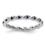 Sterling Silver Stackable Expressions Lab-Created Sapphire Ring - QSK1478
