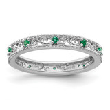 Sterling Silver Stackable Expressions Lab-Created Emerald Ring - QSK1486