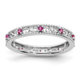Sterling Silver Stackable Expressions Lab-Created Ruby Ring - QSK1488