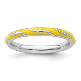 Sterling Silver Stackable Expressions Yellow Enamel Ring - QSK1500