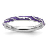 Sterling Silver Stackable Expressions Purple Enamel Ring - QSK1502