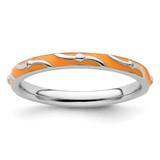 Sterling Silver Stackable Expressions Orange Enamel Ring - QSK1504