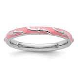 Sterling Silver Stackable Expressions Pink Enamel Ring, 2.5 mm