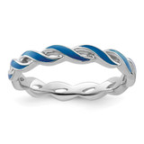 Sterling Silver Stackable Expressions Blue Enamel Ring - QSK1508