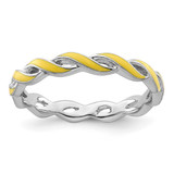 Sterling Silver Stackable Expressions Yellow Enamel Ring - QSK1510