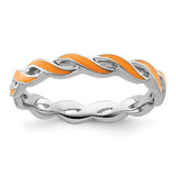 Sterling Silver Stackable Expressions Orange Enamel Ring - QSK1514