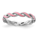 Sterling Silver Stackable Expressions Pink Enamel Ring, 2 mm