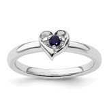 Sterling Silver Stackable Expressions Lab-Created Sapphire Heart Ring