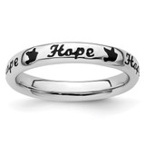 Sterling Silver Stackable Expressions Black Enamel Hope Ring, 3.5 mm